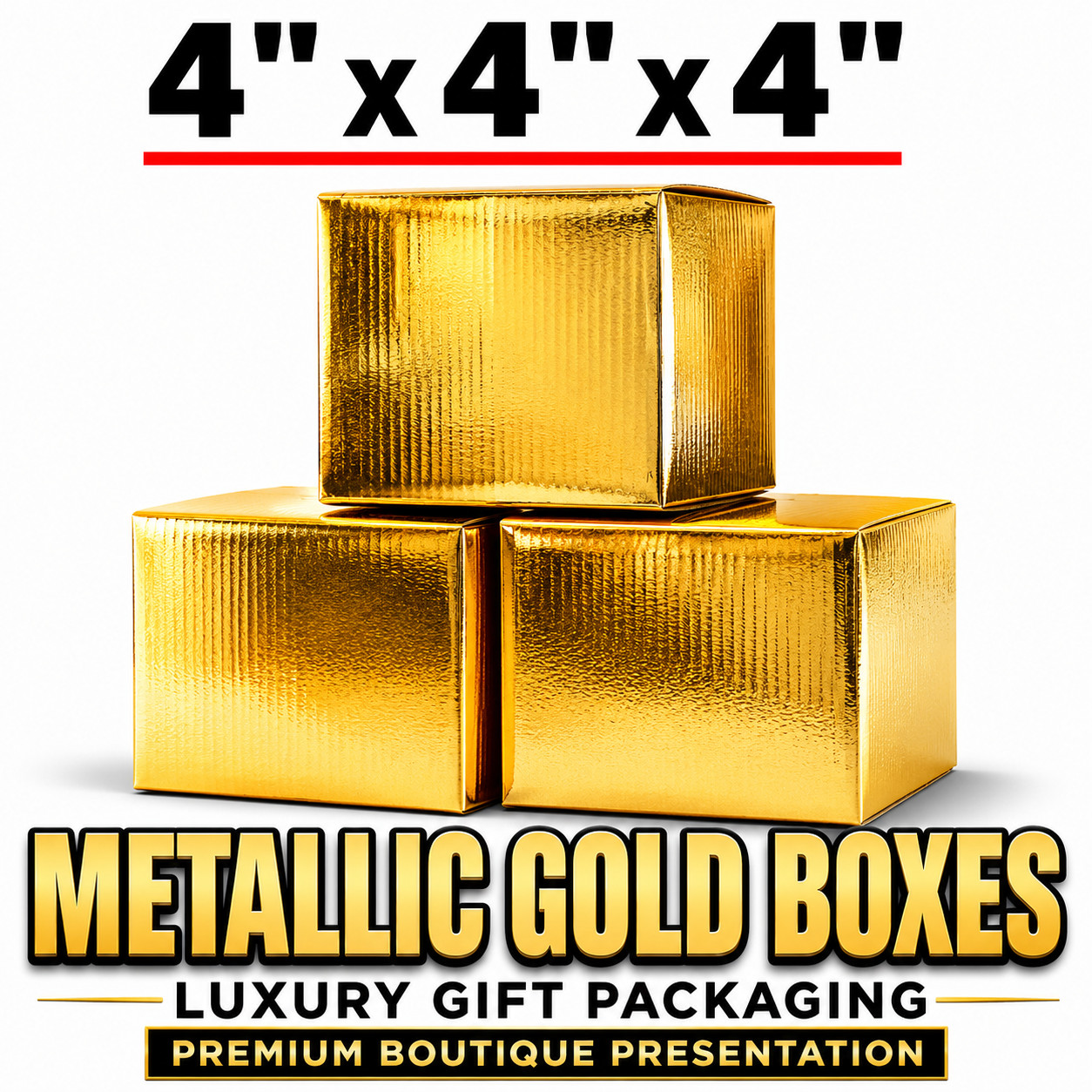 Luxury Gold Gift Boxes 4x4x4 Boutique Packaging for Jewelry Candles & Gifts