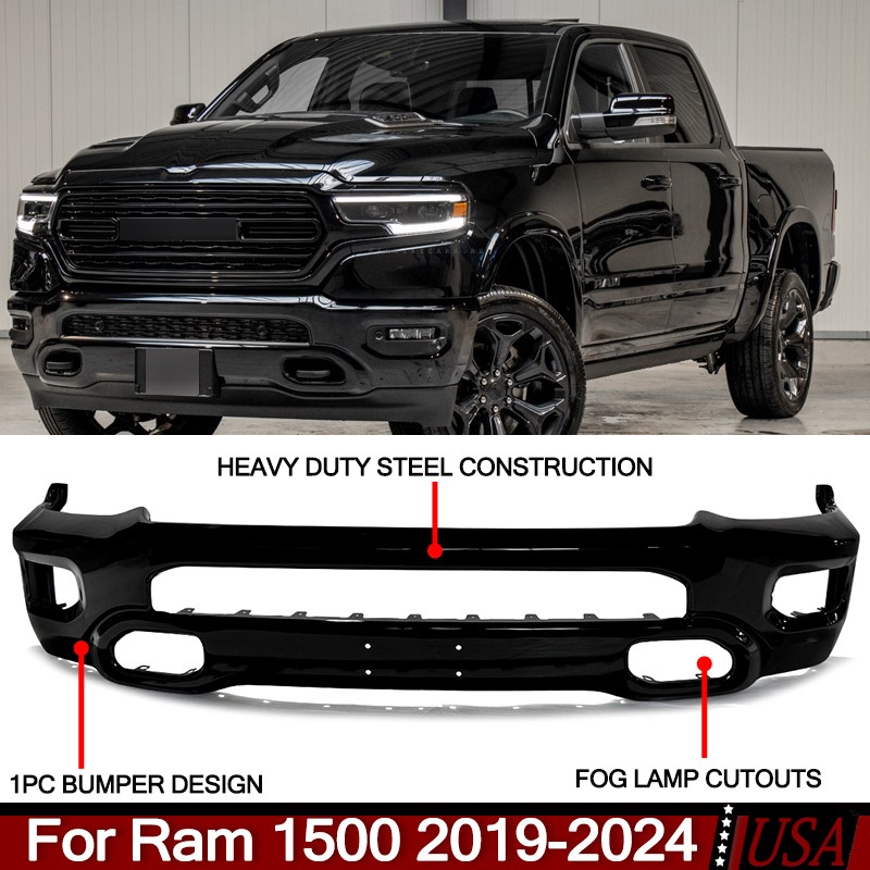 NEW Painted Diamond Black PXJ Front Bumper New Body Style For 2019-2024 RAM 1500 NEW Painted Diamond Black PXJ Front Bumper New Body Style For 2019-2024 RAM 1500