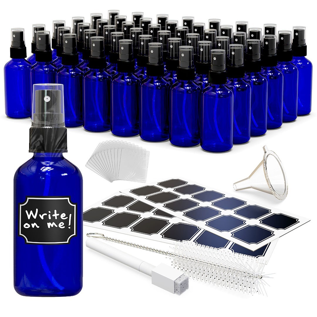 Nevlers 4 oz Cobalt Blue Glass Spray Bottles (Set of 48)