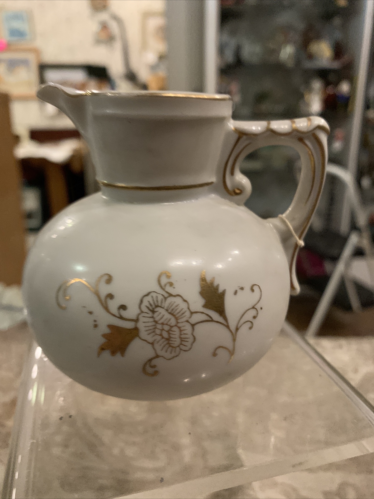 vintage antique gilded floral pitcher vase vintage antique gilded floral pitcher vase