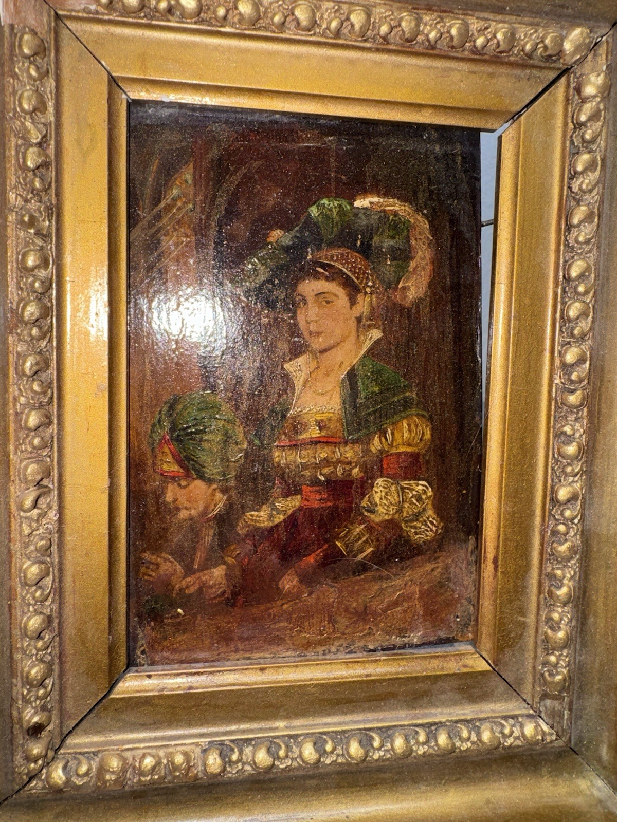 ANTIQUE 18TH TO 19TH CENTURY OIL PAINTING ON TIN METAL PORTRAIT OLD MASTER ART