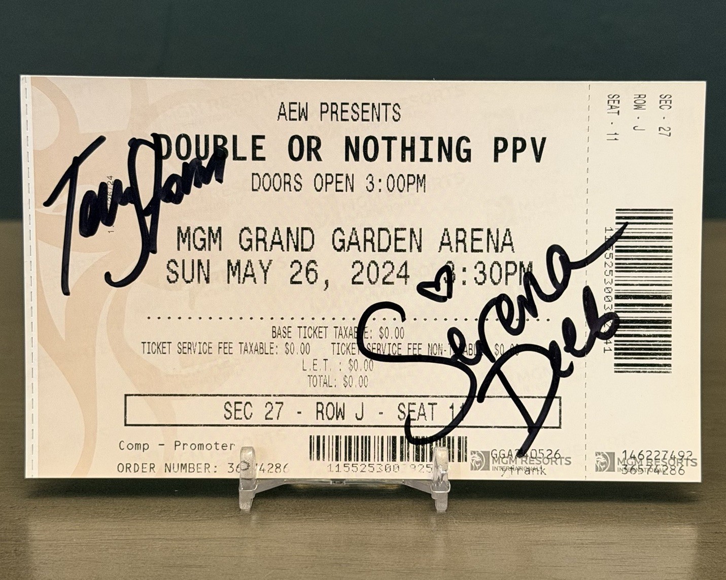 2024 AEW Double Or Nothing SIGNED Ticket Dual Signed By TONI STORM & Serena Deeb