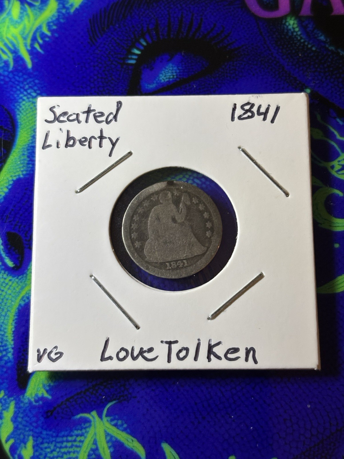 1841 Victorian Silver Love Token Coin Monogram CH Hand Engraved Seated Liberty 1841 Victorian Silver Love Token Coin Monogram CH Hand Engraved Seated Liberty