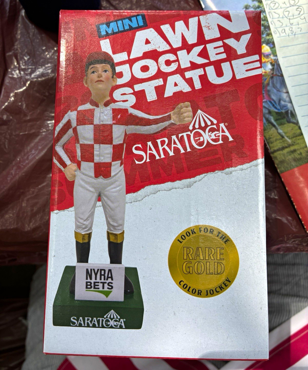 Saratoga Mini Lawn Jockey Statue Horse Racing Figure Blue & White Saratoga Mini Lawn Jockey Statue Horse Racing Figure Blue & White