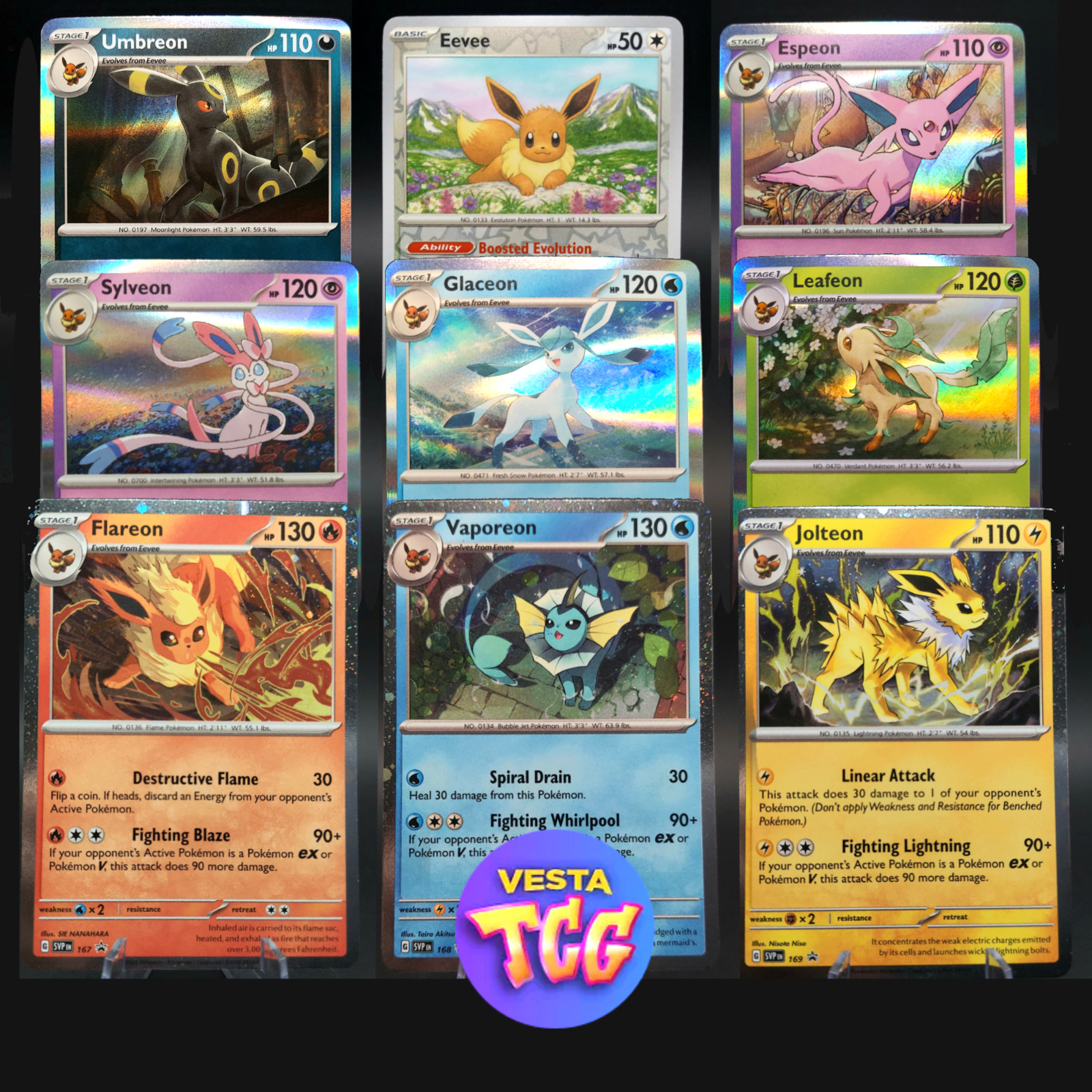 Pokemon TCG Eevee Set Prismatic Evolutions With 3 Promo Cards All Holo Near Mint