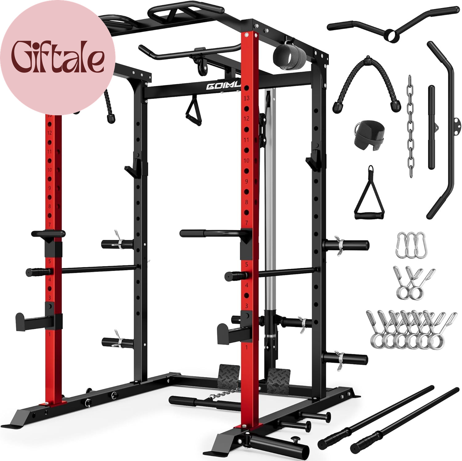 C1 V4 Power Cage 2000LB Squat Rack with LAT Pulldown Home Gym C1 V4 Power Cage 2000LB Squat Rack with LAT Pulldown Home Gym