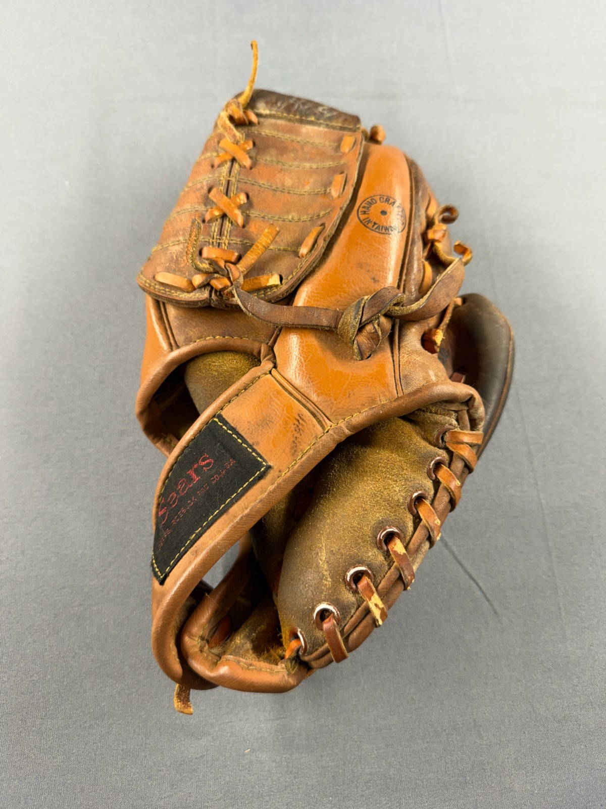 Vintage Sears 16121 Baseball Glove Top Grain Cowhide Flex Action Taiwan Leather