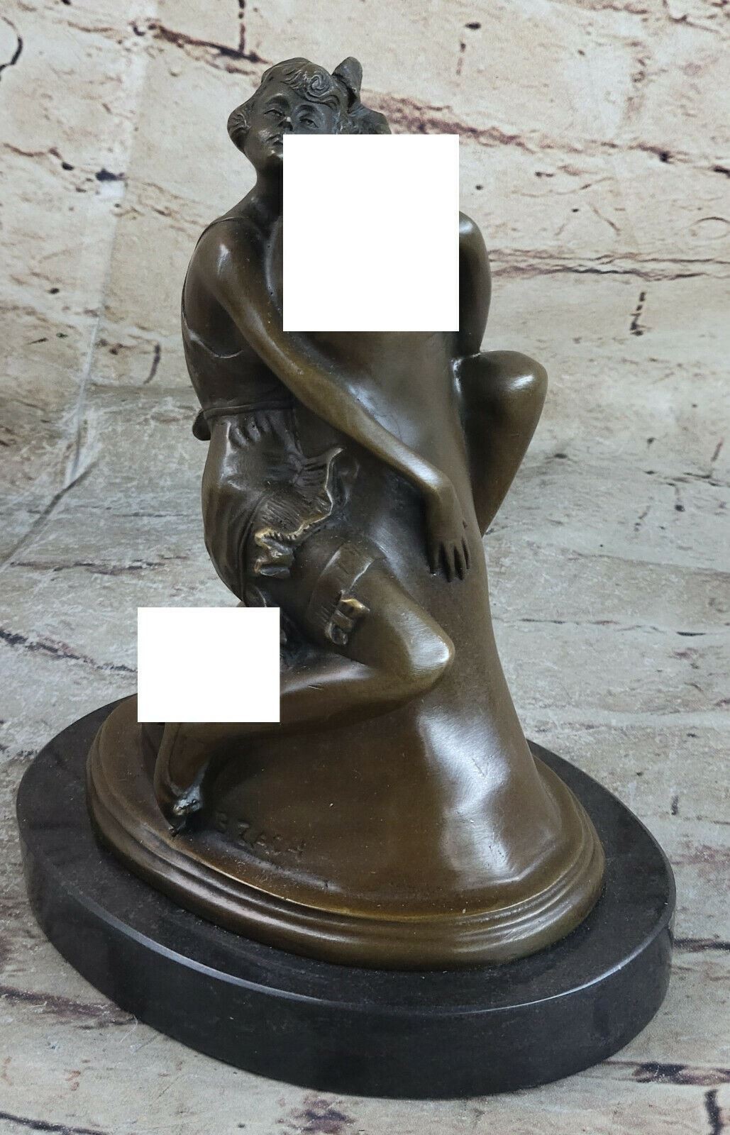 Bronze statue art deco art nouveau Penis Hugger sculpture, SIGNED BRUNO ZACK Art