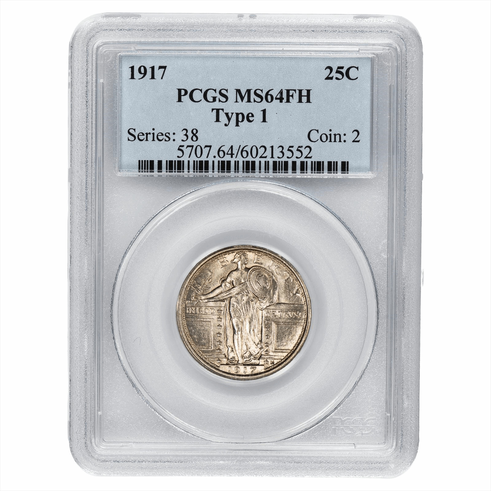 1917 Type 1 Standing Liberty Quarter 25C PCGS MS 64 FH 1917 Type 1 Standing Liberty Quarter 25C PCGS MS 64 FH