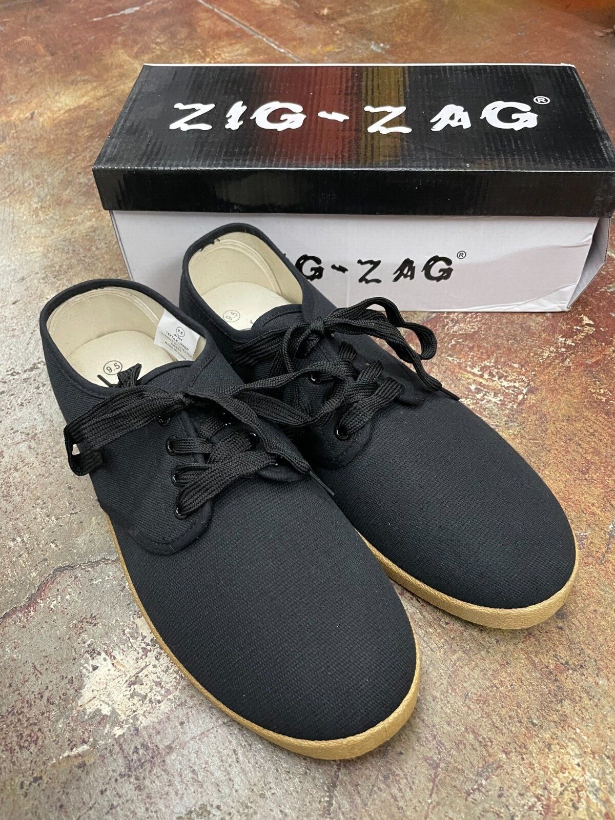 Zig Zag Wino Shoes-Black Lace-Up * Tan Sole - 7201BK Zig Zag Wino Shoes-Black Lace-Up * Tan Sole - 7201BK
