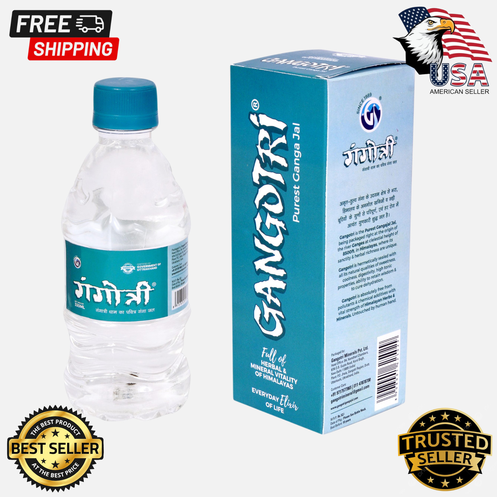 Pure Ganga Jal 330ml | Holy Water from Gangotri Himalayas for Puja & Rituals