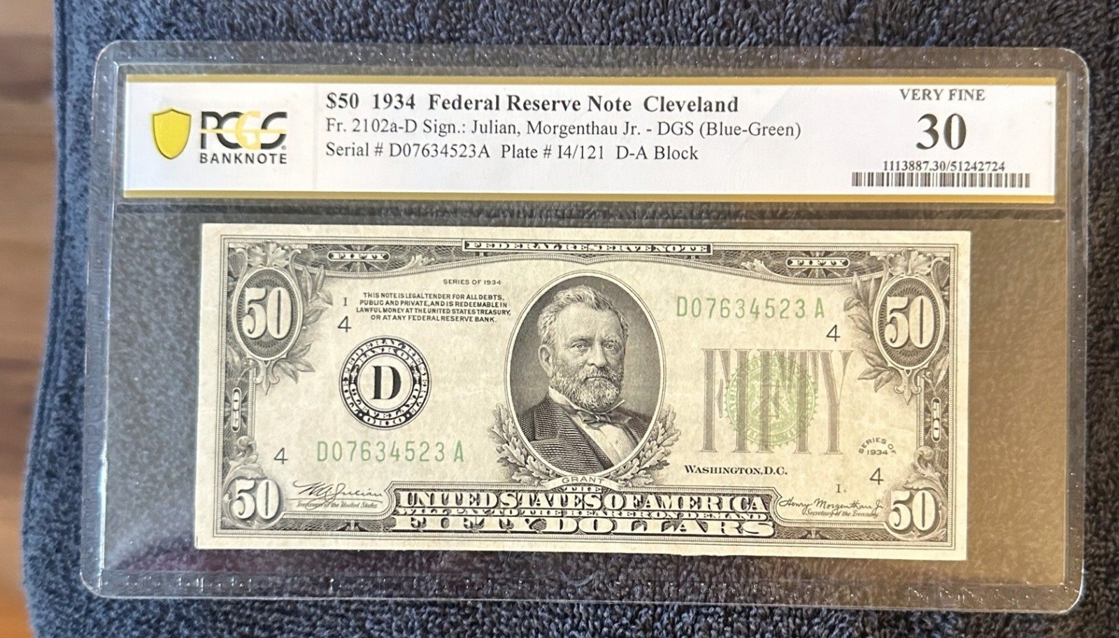 1934 $50 Federal Reserve Note Cleveland PCGS 30 VF Fr 2102-D
