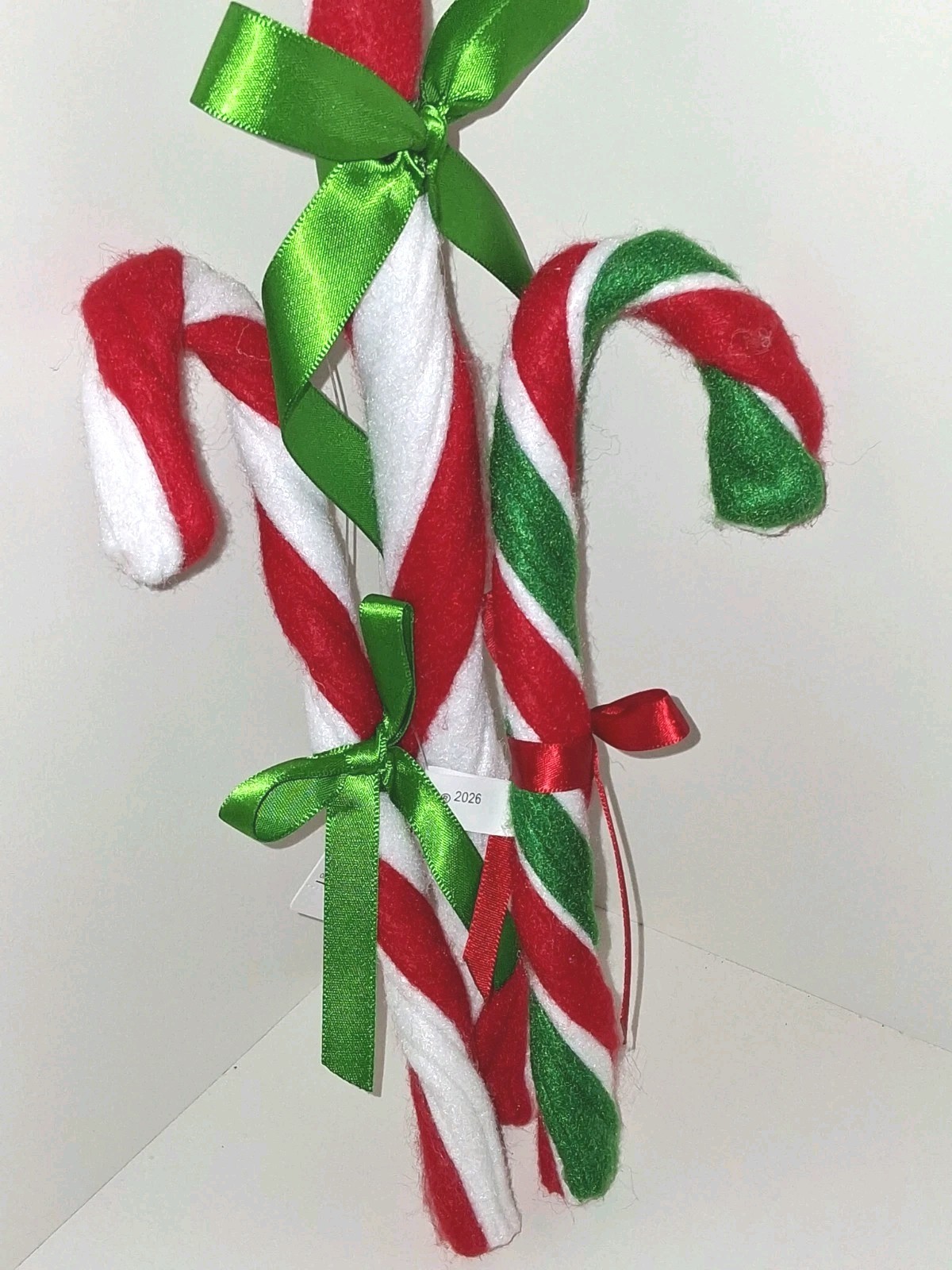 ANNALEE New CANDY CANE Set 3 Decor Ribbon Red White Green 8-14\