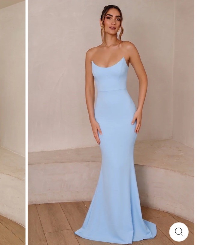 Jaus Celine Gown Baby Blue Strapless Mermaid Maxi Dress Sz XS NWT Formal 