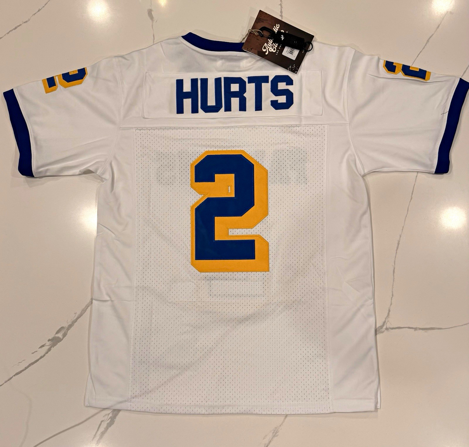 LARGE Jalen Hurts #2 Throwback High School Football Jersey White Falcons NWT LARGE Jalen Hurts #2 Throwback High School Football Jersey White Falcons NWT