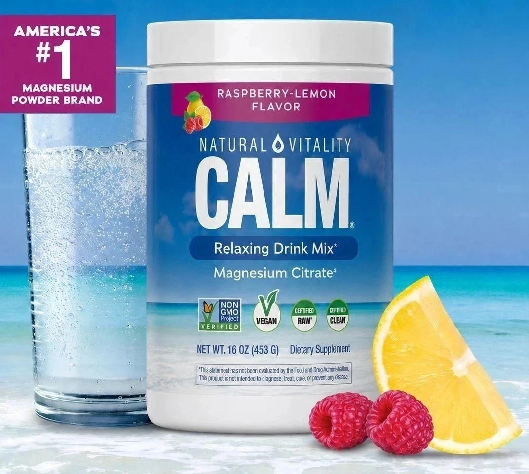 Natural Vitality Calm Magnesium 16oz Powder Raspberry Lemon Flavored Suppleme-* Natural Vitality Calm Magnesium 16oz Powder Raspberry Lemon Flavored Suppleme-*