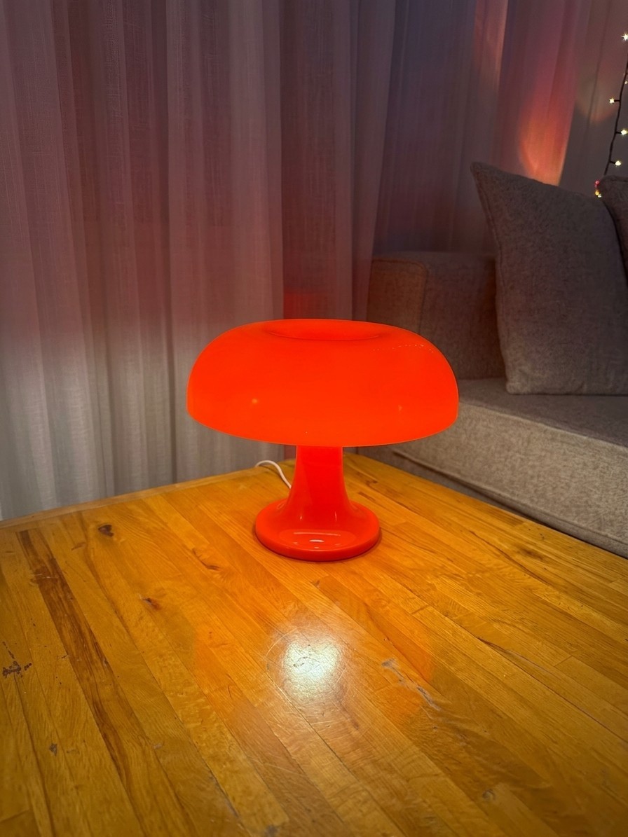 mid century modern mushroom table lamp, orange brand new mid century modern mushroom table lamp, orange brand new