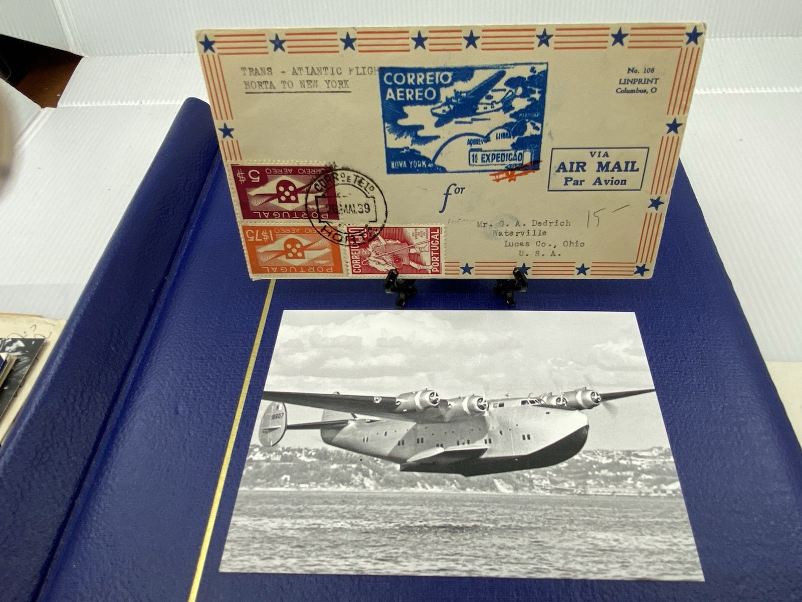 FIRST Flight Trans-Atlantic Return Horta, Azores to New York, May 26, 1939.