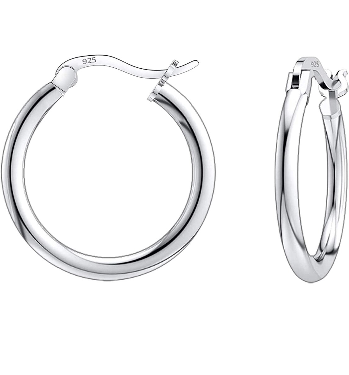 925 Sterling Silver Small 10MM Hoop Earrings Men Women Children 925 Sterling Silver Small 10MM Hoop Earrings Men Women Children