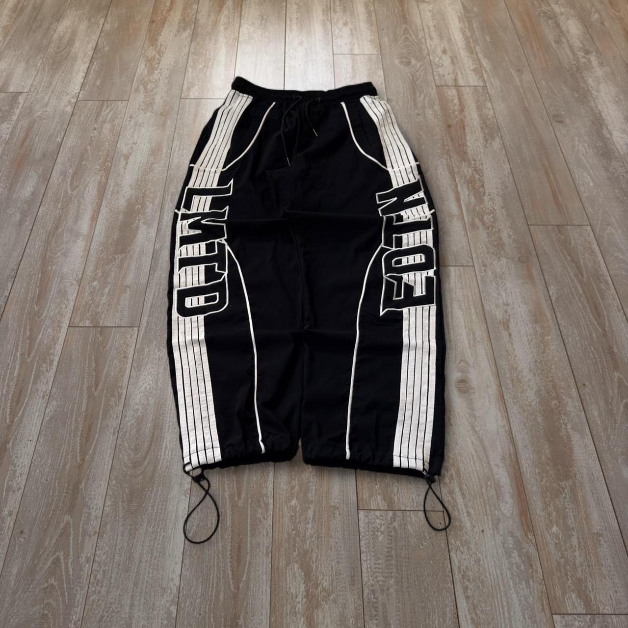 Y2K baggy skater nylon track pants black white essential Y2K baggy skater nylon track pants black white essential