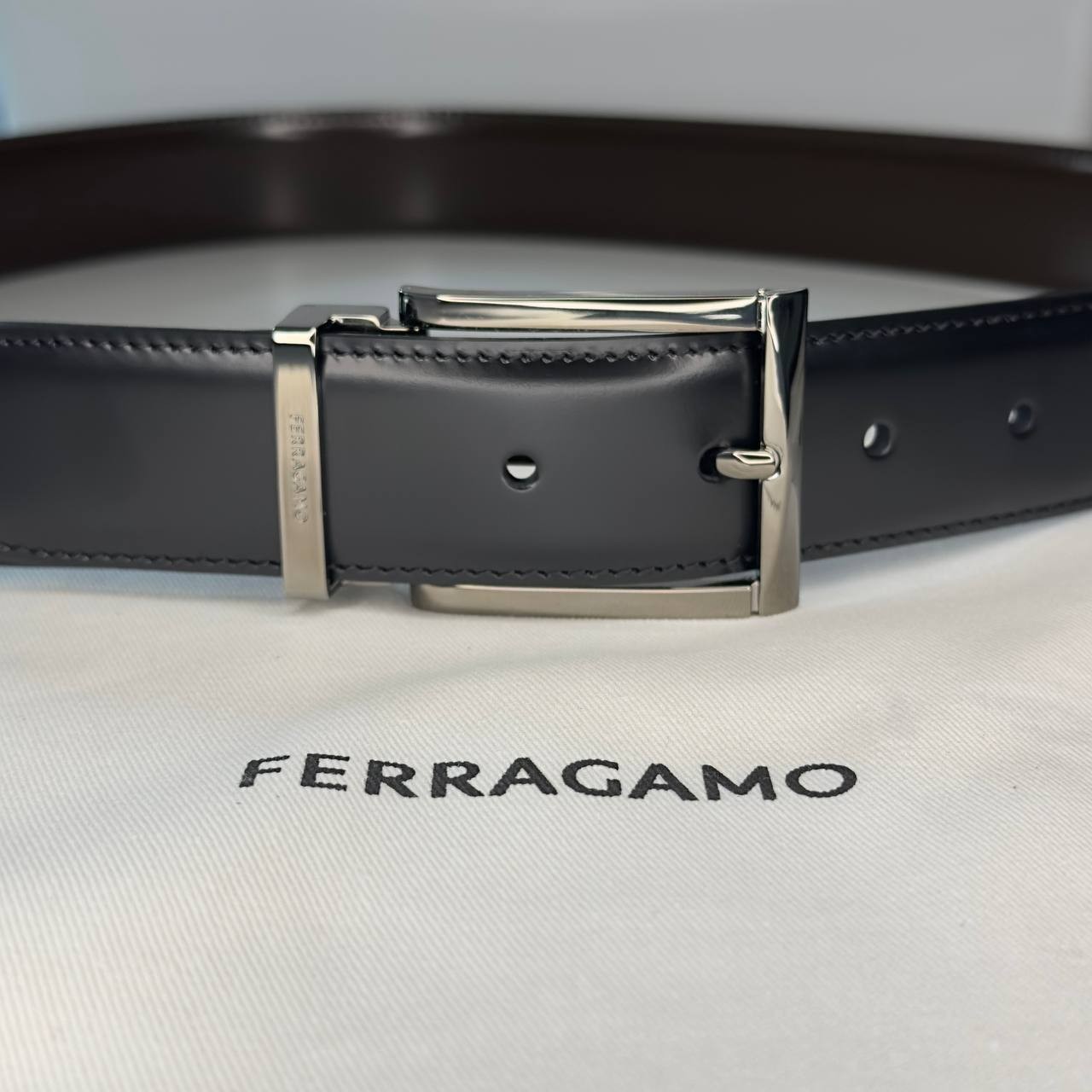 AUTHENTIC Salvatore Ferragamo reversible leather belt black and brown strap AUTHENTIC Salvatore Ferragamo reversible leather belt black and brown strap