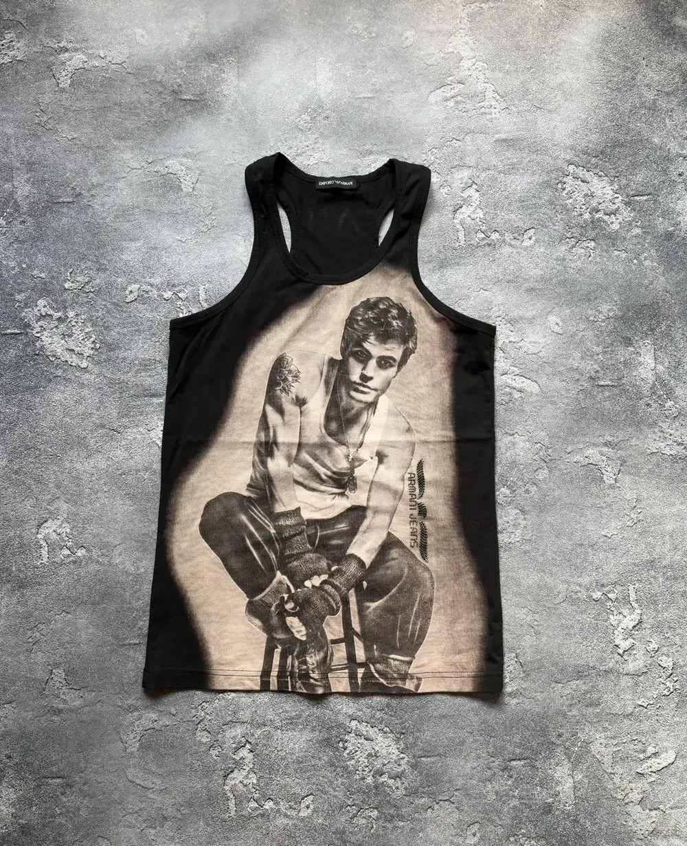 Vintage 00s Armani Avant Garde Y2K Faded Photo Print Tank Top