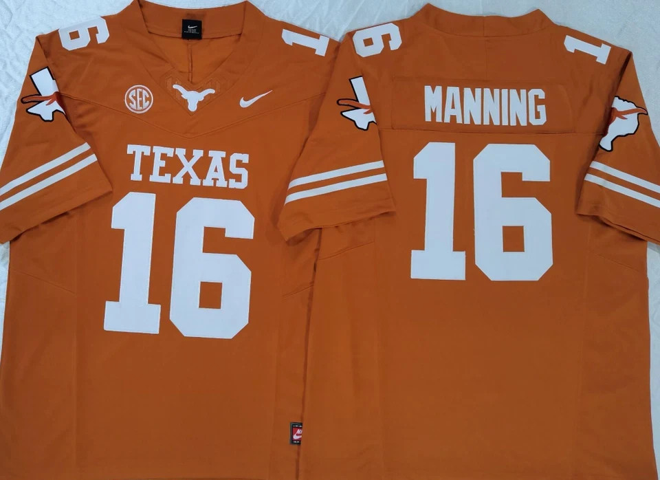 New Mens Arch #16 Manning Longhorns Stitched Jersey All Colors S-5XL New Mens Arch #16 Manning Longhorns Stitched Jersey All Colors S-5XL