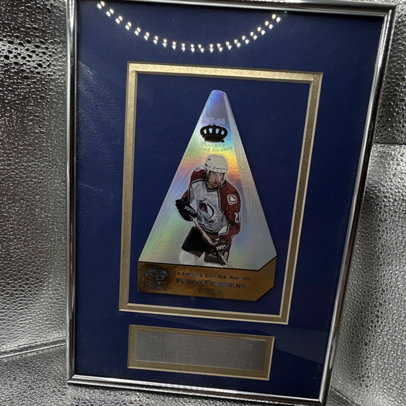 1997-98 Pacific Cramer's Choice Jumbo Peter Forsberg Framed Plaque Display HOF 1997-98 Pacific Cramer's Choice Jumbo Peter Forsberg Framed Plaque Display HOF