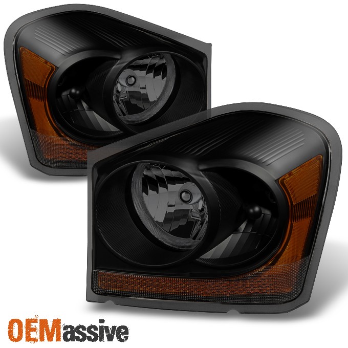 Fit 04-06 Dodge Durango Black Smoke Headlights Headlamps Replacement L+R