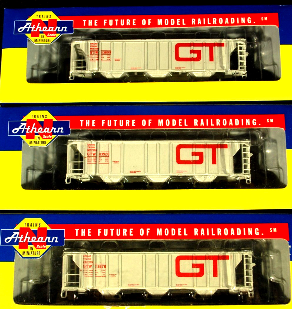 NIB (3) Athearn Grand Trunk Western PS 2893 Covered Hopper N Scale #11440,1,2