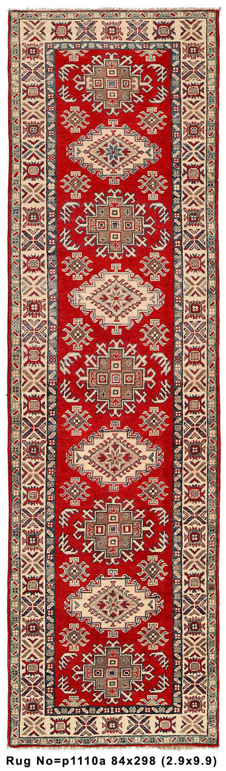 10\' Feet Runner (3x10) Handmade Wool Genuine Kazak Rug #P1110 10\' Feet Runner (3x10) Handmade Wool Genuine Kazak Rug #P1110