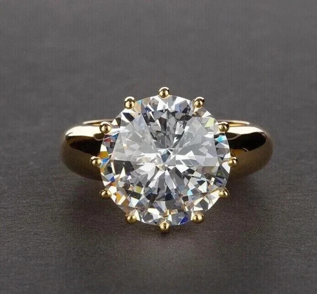 4.50 Ct Lab-Created Round Cut Diamond Engagement Ring 14K Yellow Gold Plated