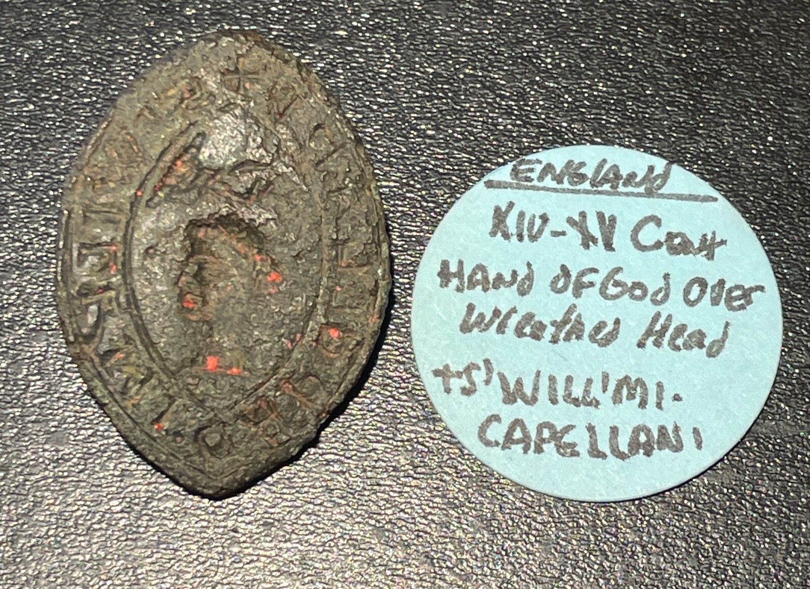 13th-15th Century AD England Medieval \'William The Chaplain\' Vesica Seal Matrix 13th-15th Century AD England Medieval \'William The Chaplain\' Vesica Seal Matrix