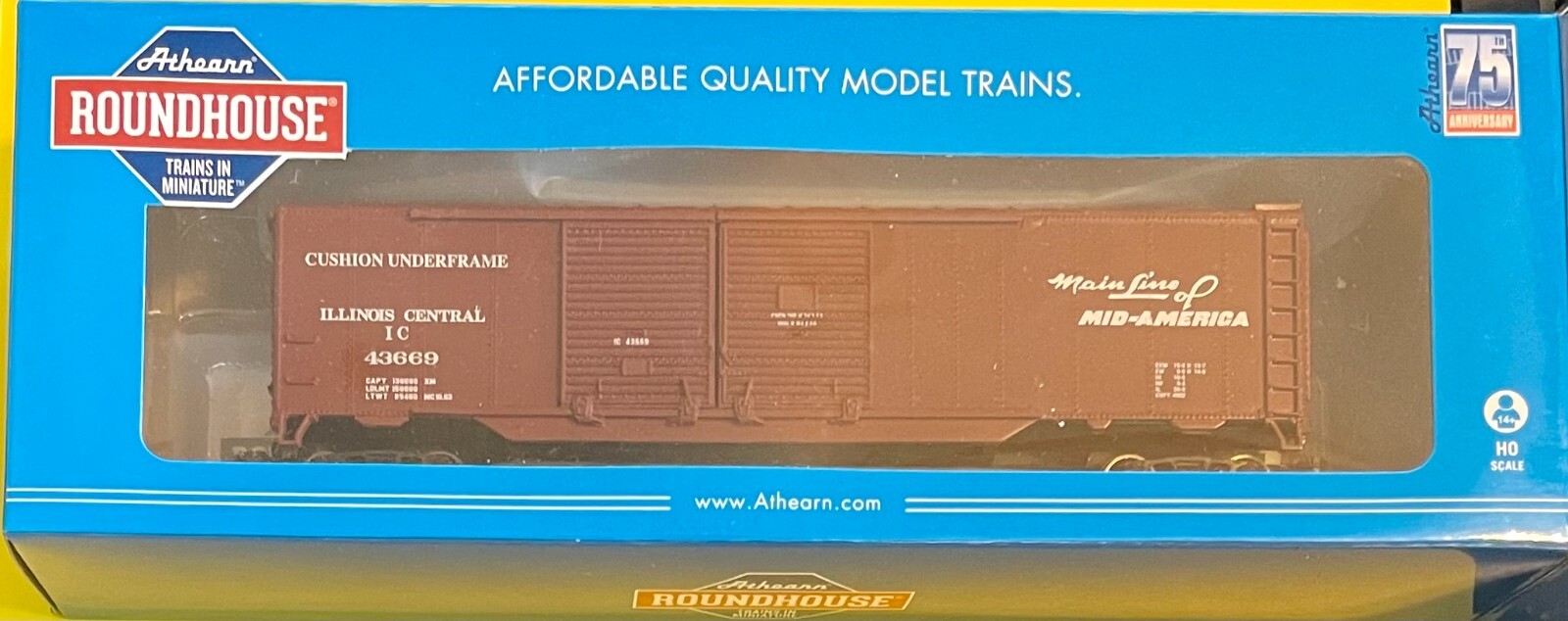 Athearn Roundhouse RTR HO RND7381 ILLINOIS CENTRAL 50' Double Door Box, IC 43669