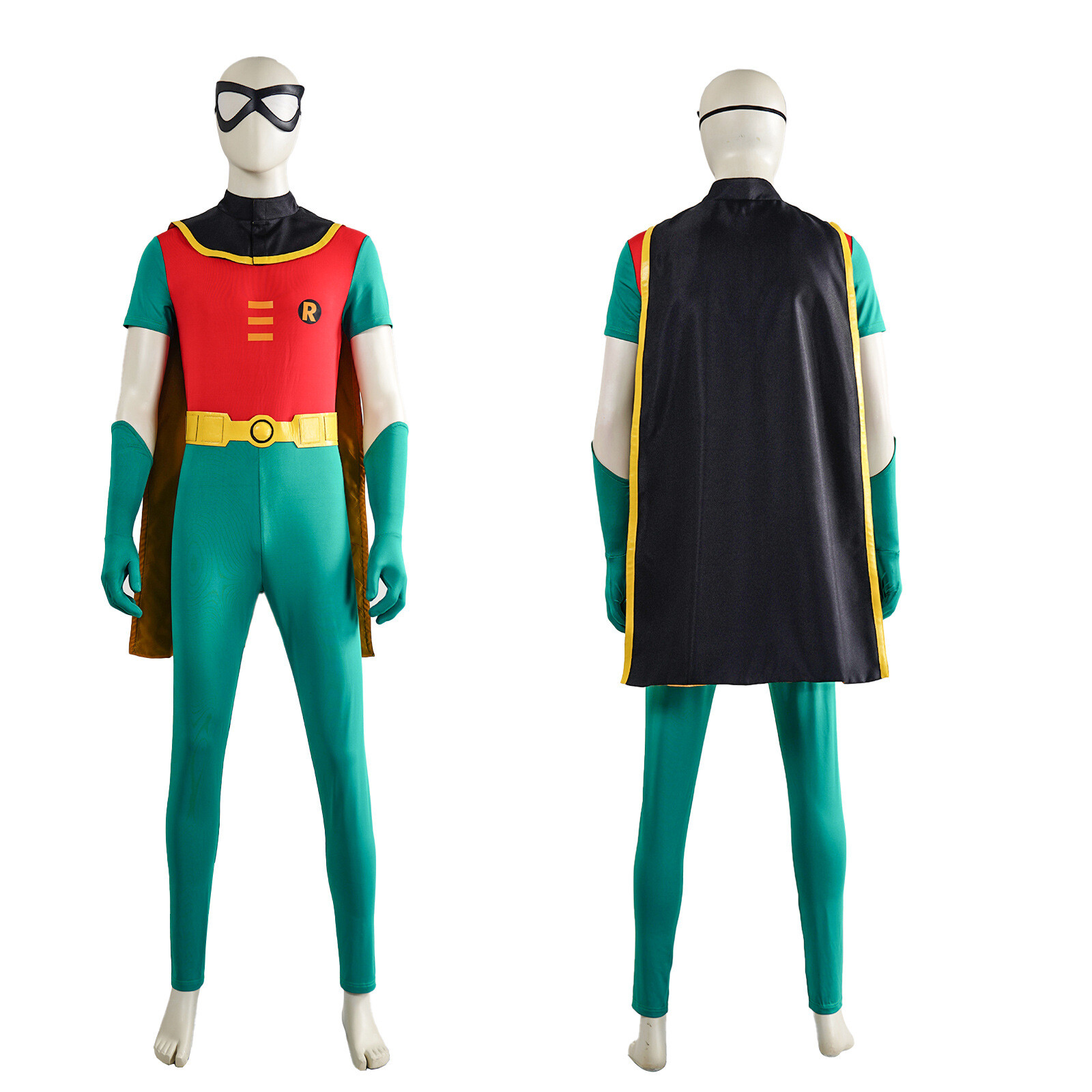 Cosplay Teen Titans Robin Jumpsuits Cloak Mask Halloween  Superhero Suit Costume