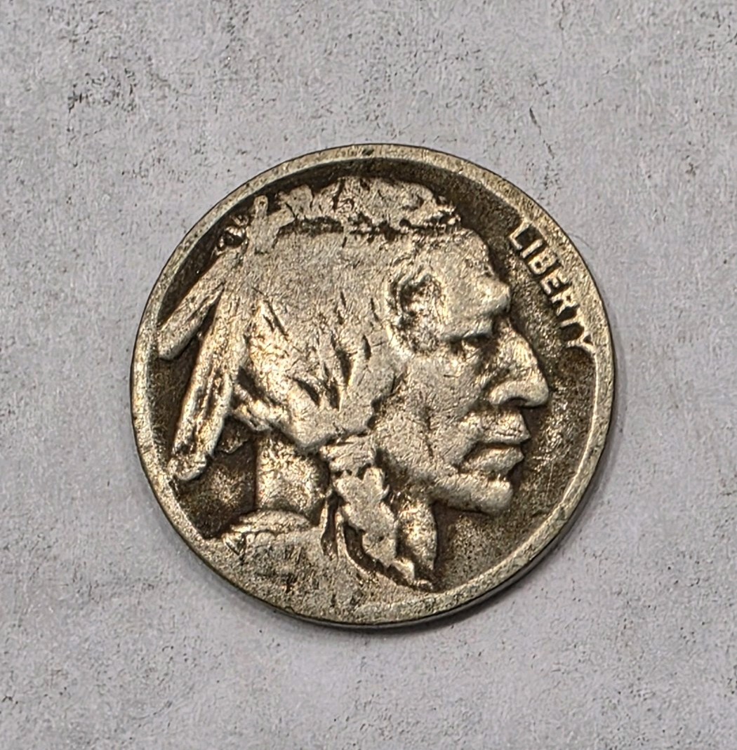 1917-D Buffalo Nickel Double Die Obverse And Reverse Very Good Condition.