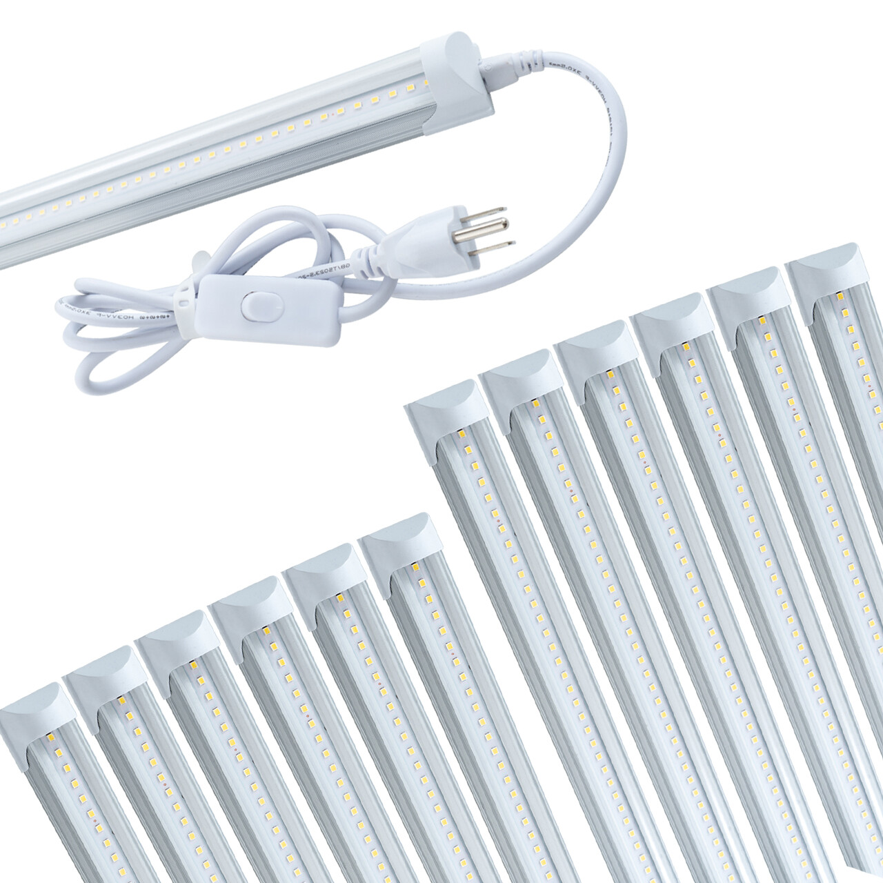 4FT 12 Pack LED Shop Light T8 Linkable Ceiling Tube Fixture 24W Daylight Clear