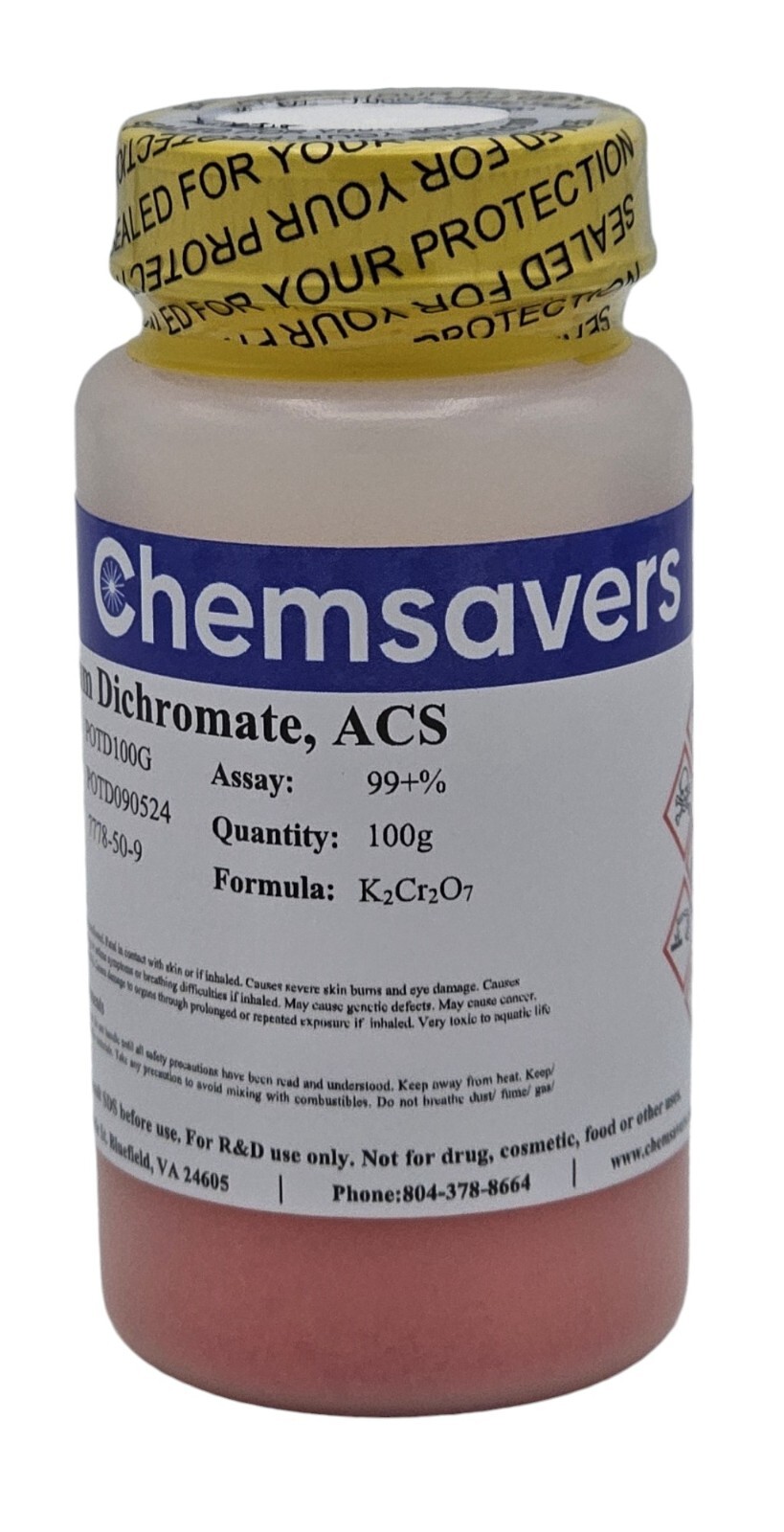 Potassium Dichromate, ACS, 99+%, 100g Potassium Dichromate, ACS, 99+%, 100g