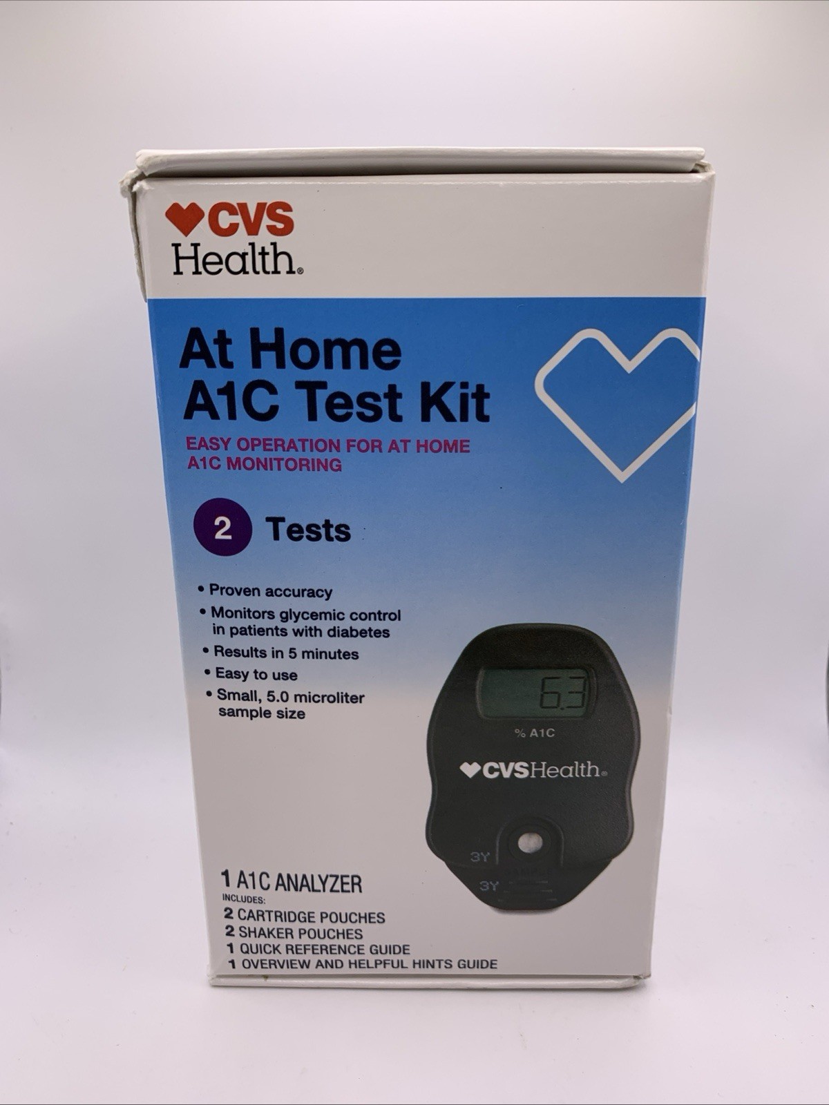CVS A1C Home Test Kit Home Use Monitoring Glycemic Control 2 TESTS Exp 07/26 CVS A1C Home Test Kit Home Use Monitoring Glycemic Control 2 TESTS Exp 07/26