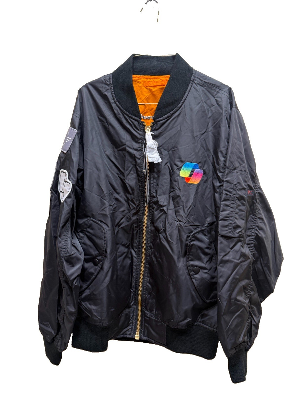 Microsoft Copilot Employee Flight Bomber Jacket Rothco MA-1 Patches Black Sz M Microsoft Copilot Employee Flight Bomber Jacket Rothco MA-1 Patches Black Sz M