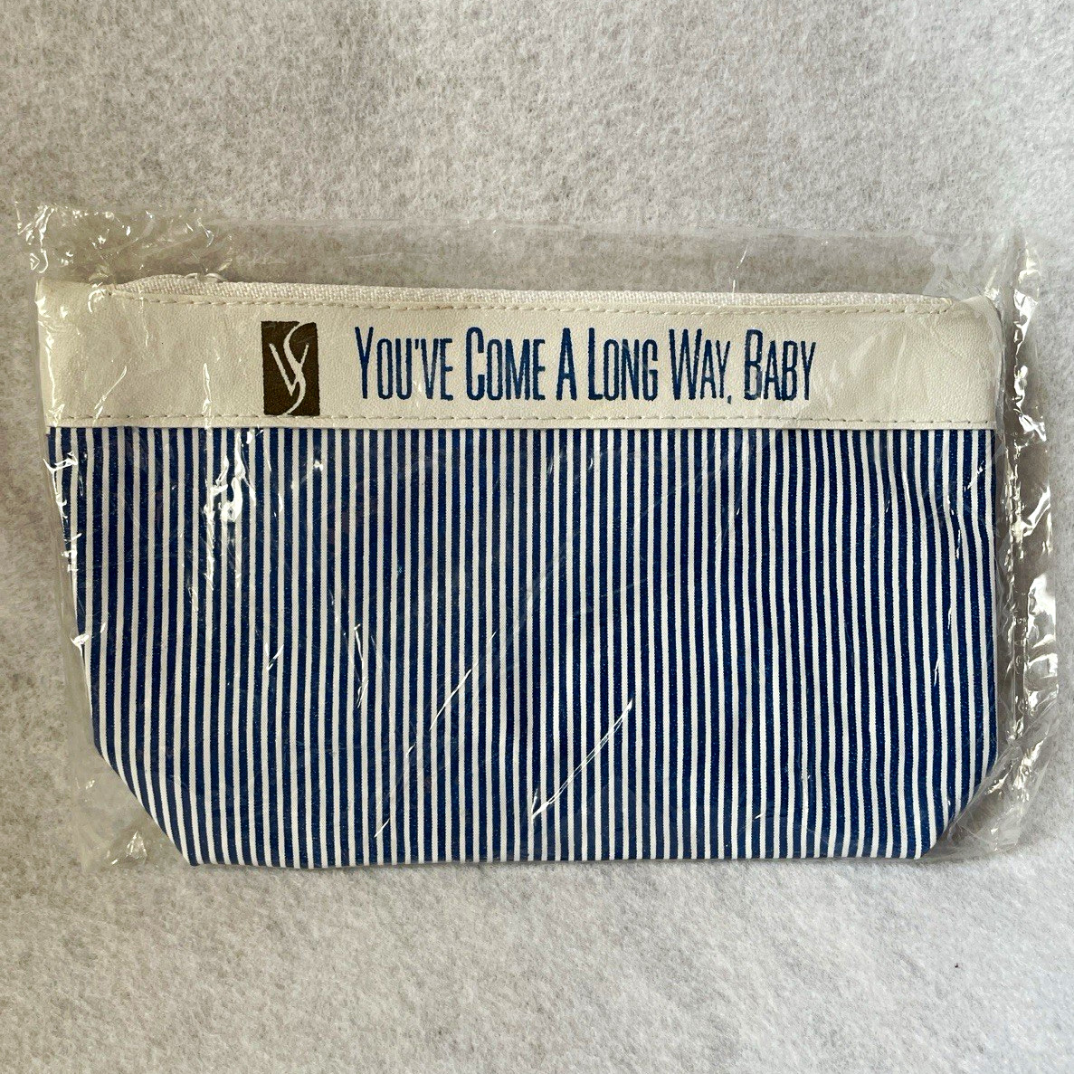 Vintage Virginia Slims Zipper Blue & White Striped Makeup Bag Vintage Virginia Slims Zipper Blue & White Striped Makeup Bag