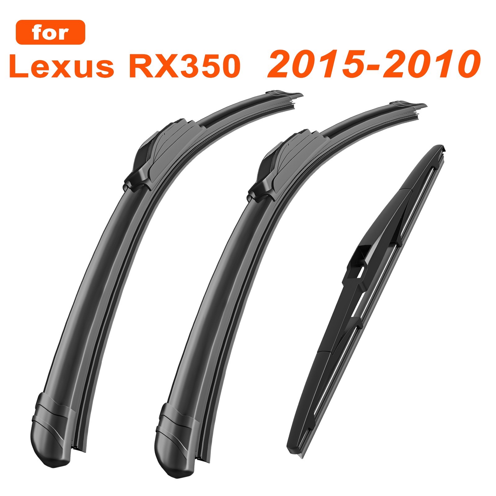 For Lexus RX350 2015-2010 Set of 3 Front and Rear Windshield Wiper Blades 
