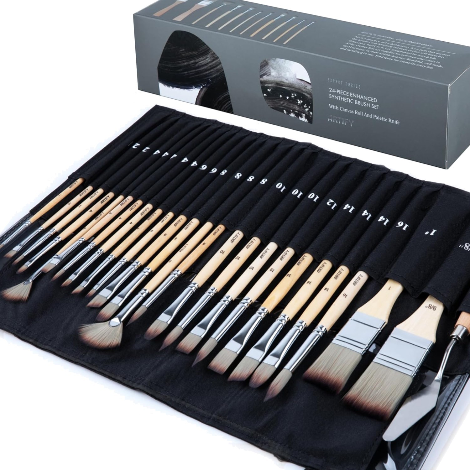 ARTIFY 25 Pieces Professional Paint Brush Set – Expert Series Synthetic Nylon...