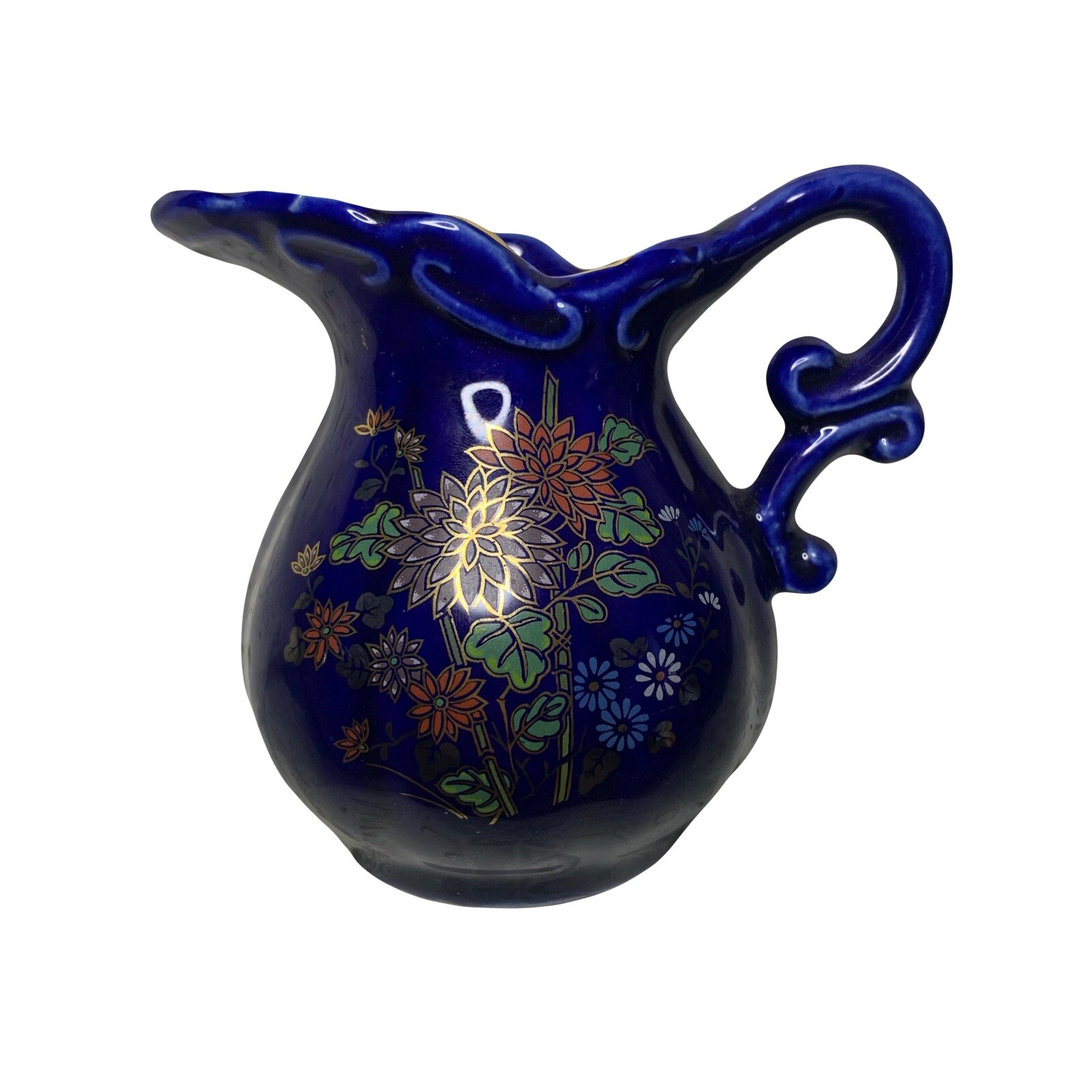 Vintage Brinns Pittsburgh PA Navy Blue Pitcher/Creamer Asian Style Flowers Vintage Brinns Pittsburgh PA Navy Blue Pitcher/Creamer Asian Style Flowers
