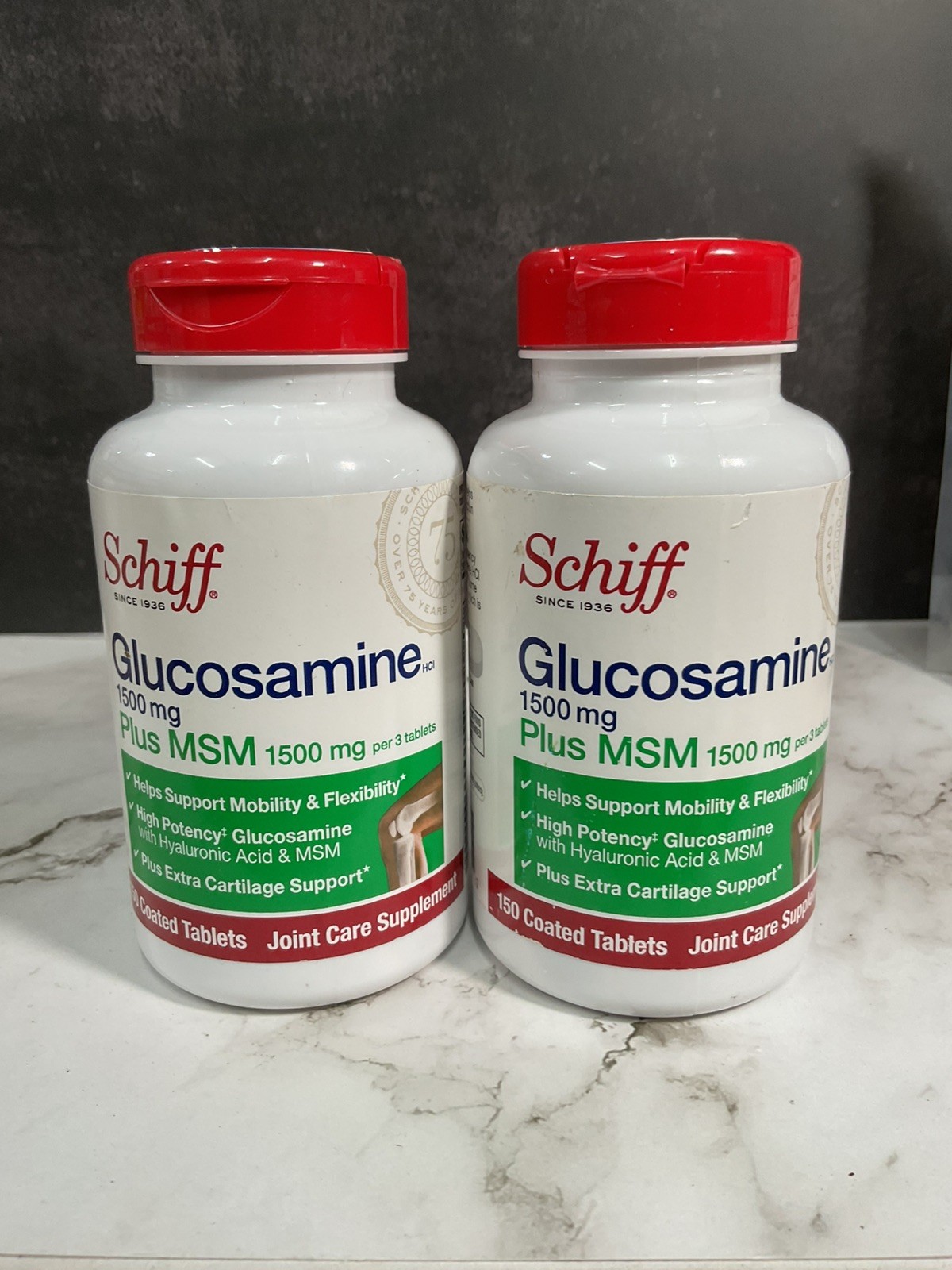 2 Pack: Schiff Glucosamine 1500mg + MSM 150 Tablets ea Exp11/26 2 Pack: Schiff Glucosamine 1500mg + MSM 150 Tablets ea Exp11/26