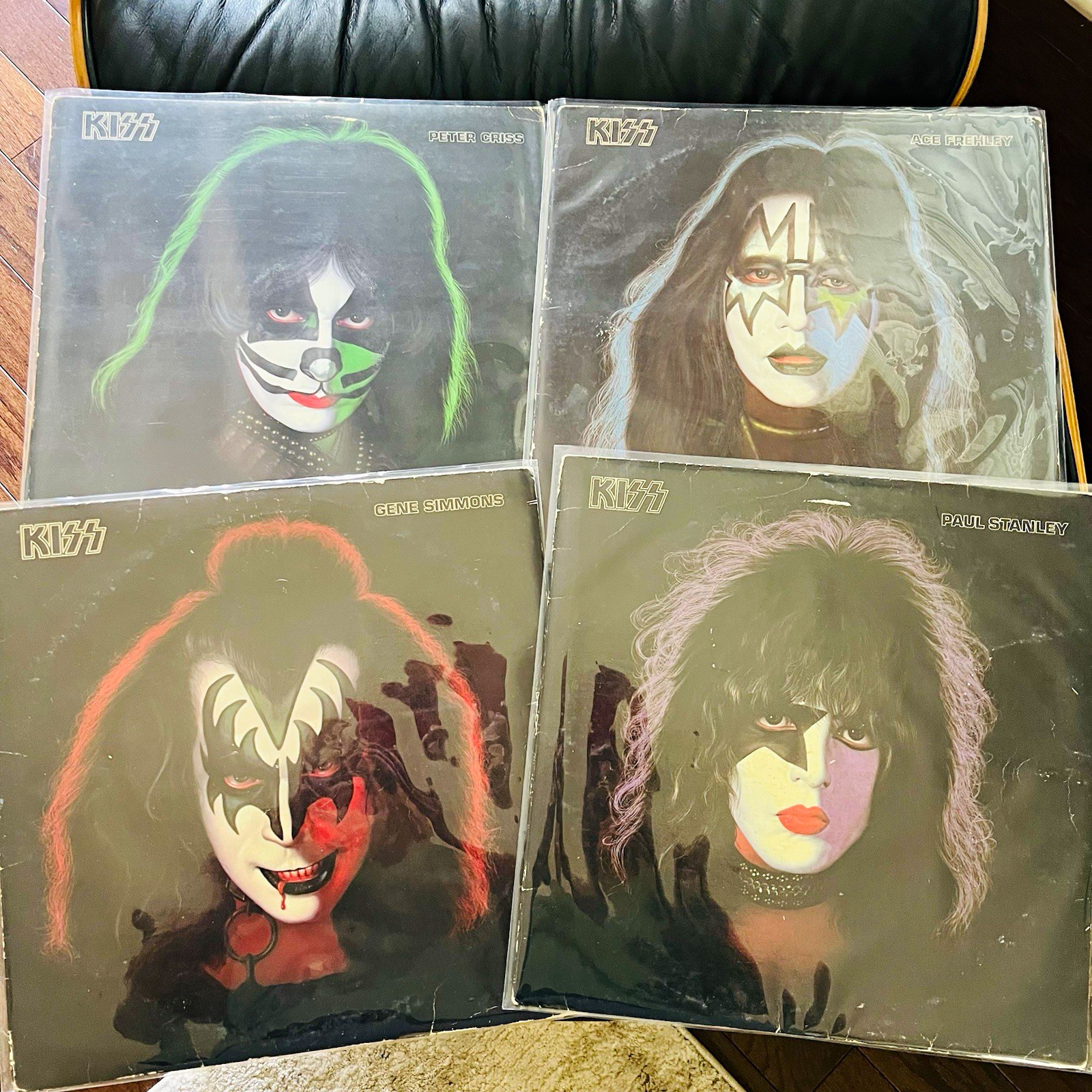 KISS ‘78 Solo Albums COMPLETE 4 LP SET Posters Inner Sleeves Ace Gene Paul Peter