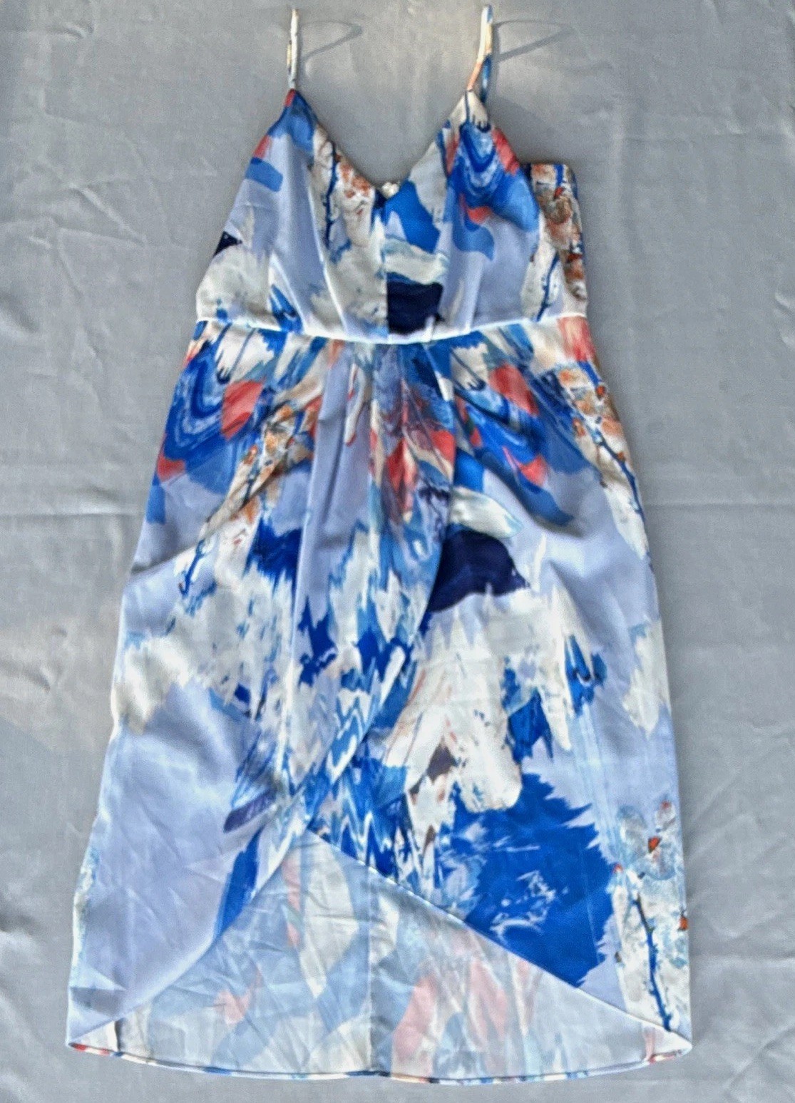 Chelsea28 Slip Dress Abstract Blue White Orange V-Neck Adjustable Straps 10 Chelsea28 Slip Dress Abstract Blue White Orange V-Neck Adjustable Straps 10