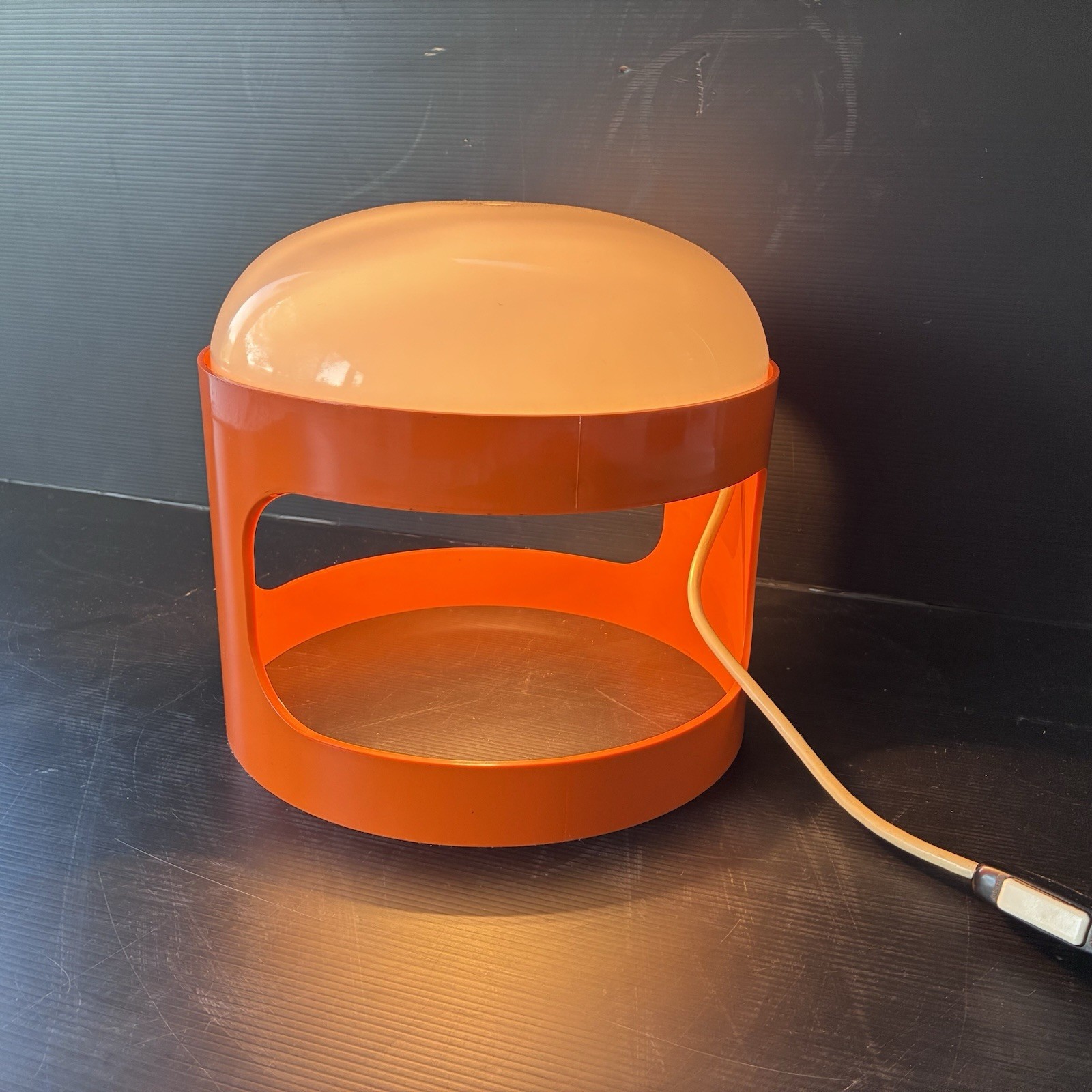 Joe Colombo Lamp KD28 1 Only Half Plastic Globe Orange Kartell 1967
