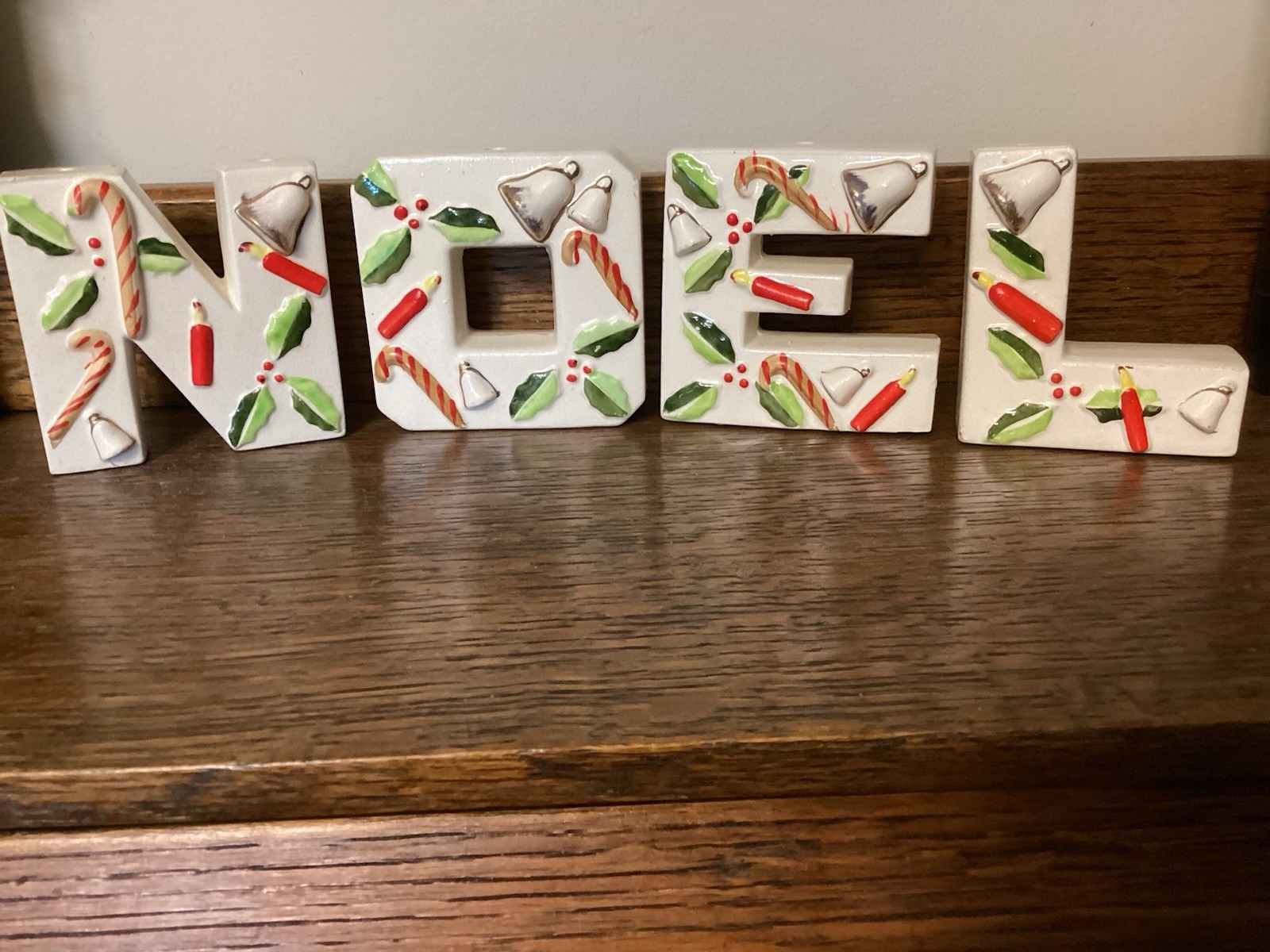 Vintage Tilso NOEL Candle Holders Great Paint Vintage Tilso NOEL Candle Holders Great Paint