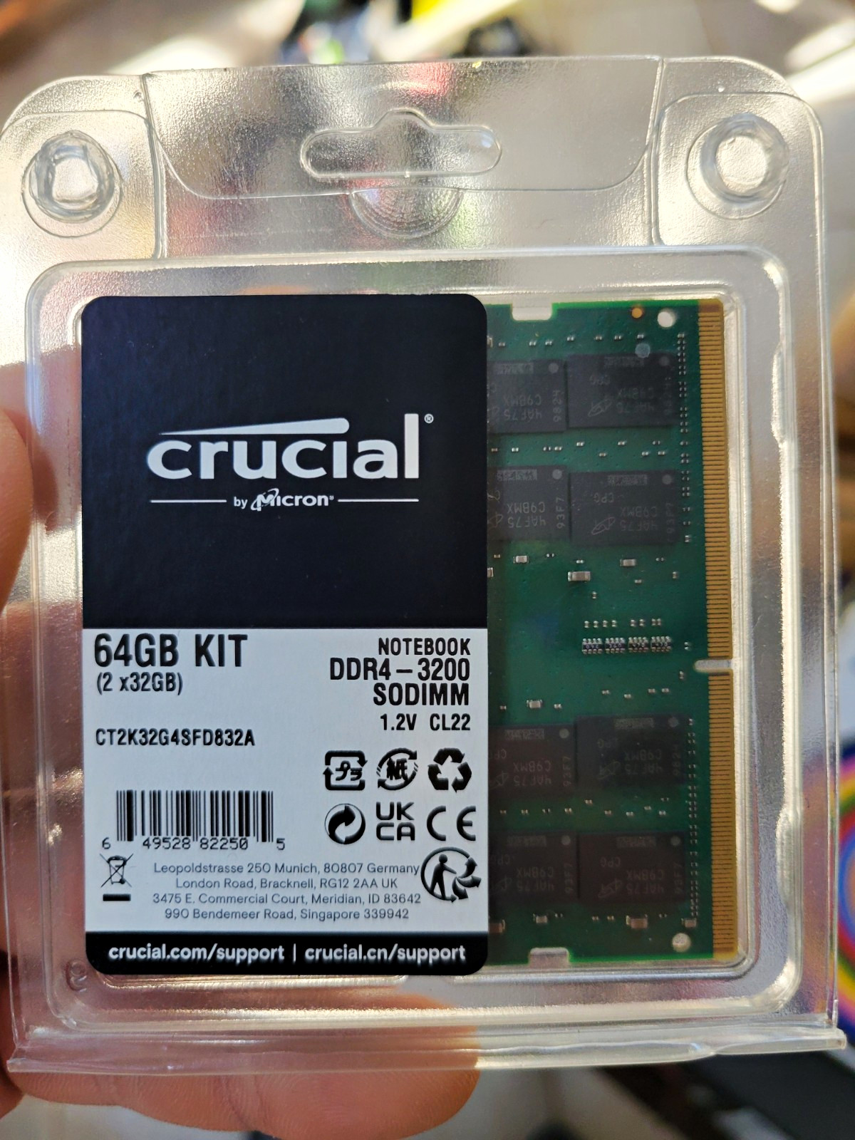 Crucial 64GB (2x32GB) DDR4-3200 SODIMM Laptop RAM Memory Kit NEW SEALED